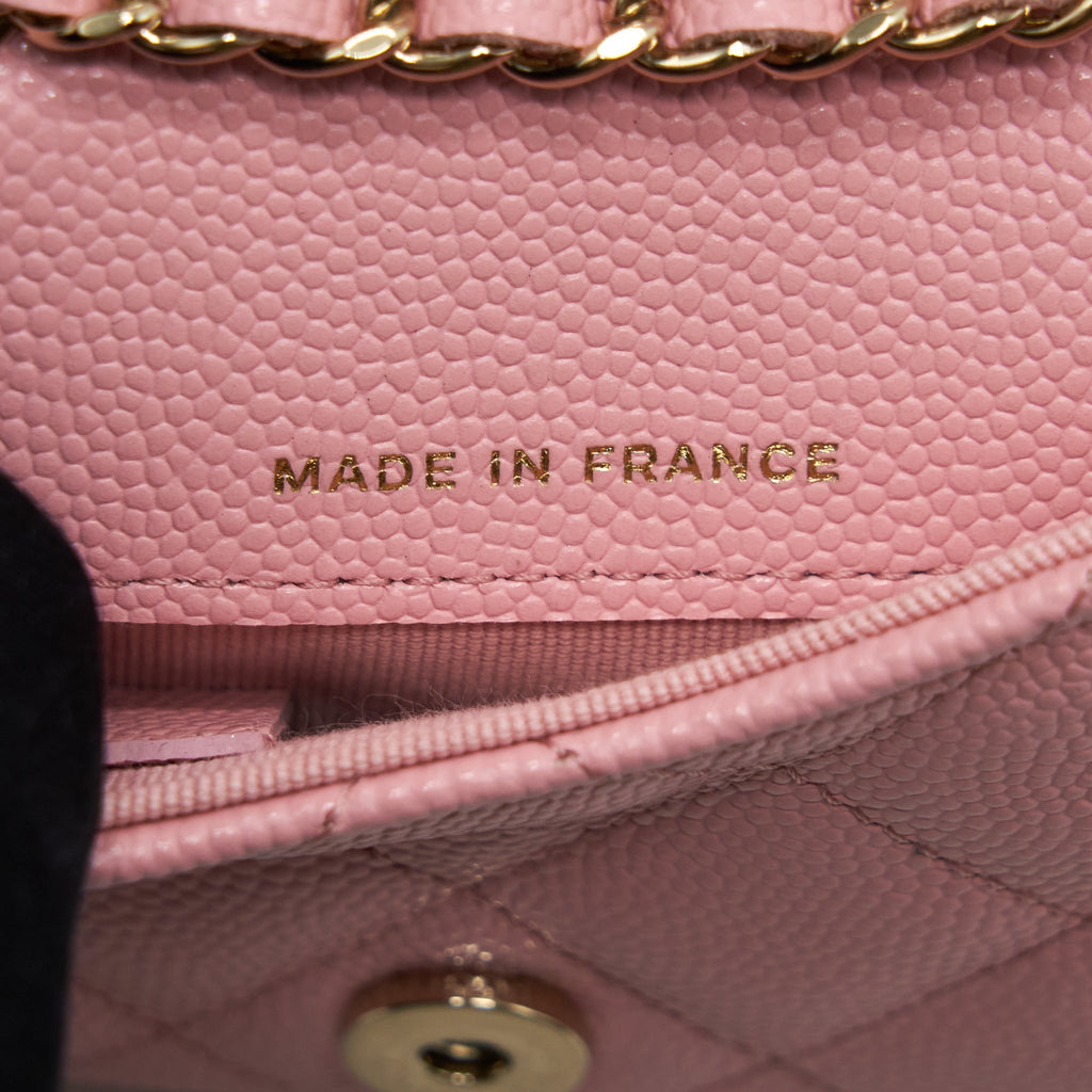 Chanel 22P Mini Flap Belt Bag/ Holder Caviar Light Pink L