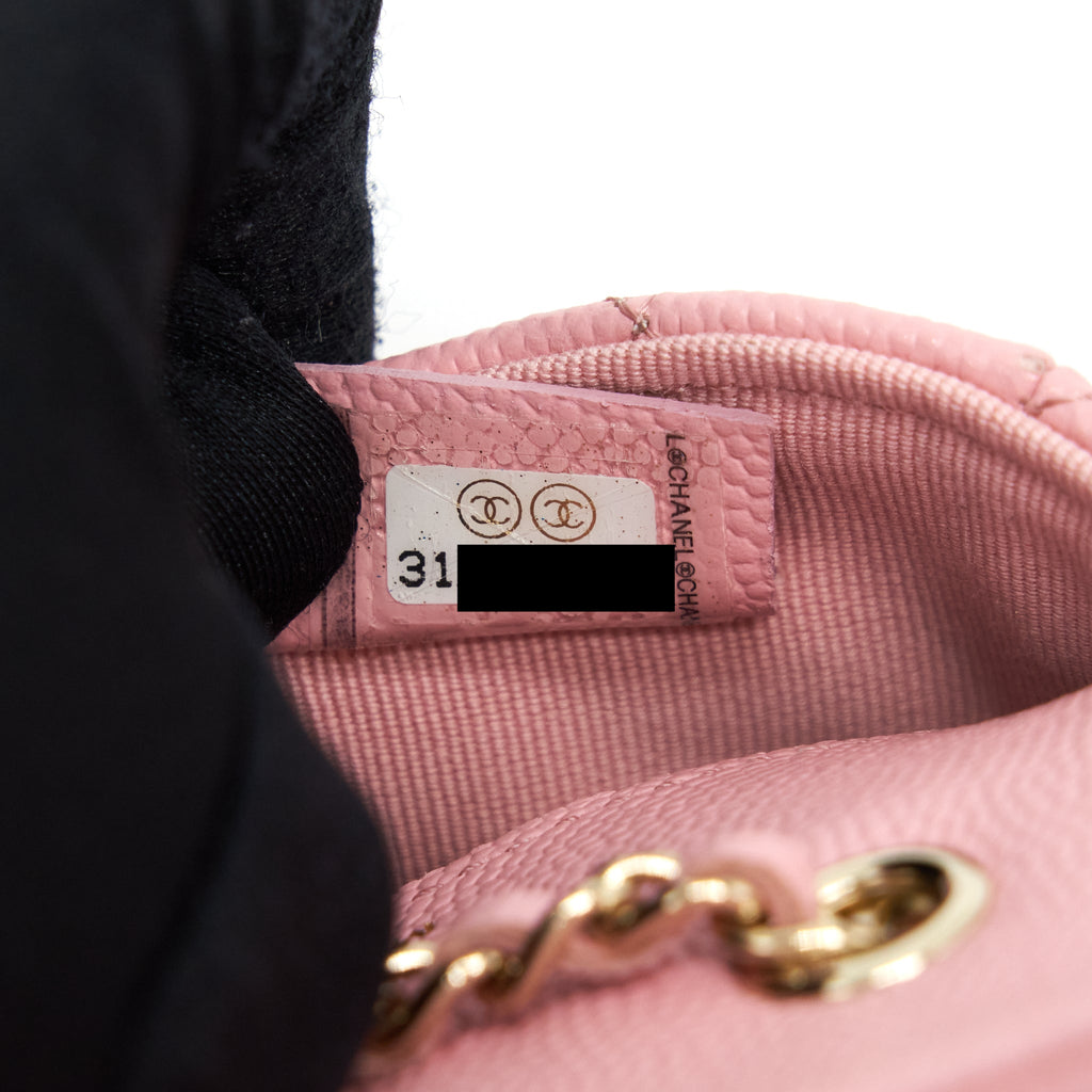 Chanel 22P Mini Flap Belt Bag/ Holder Caviar Light Pink L