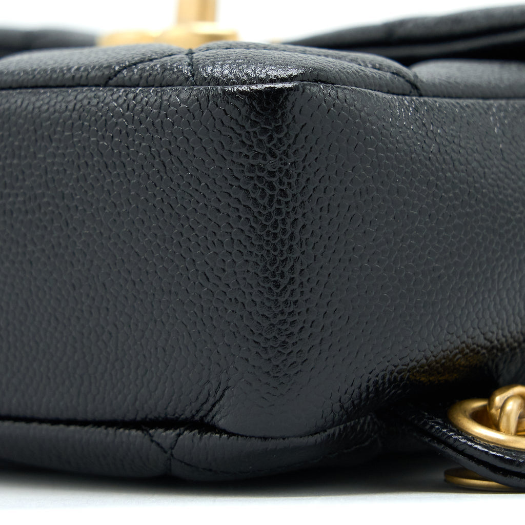 Chanel 22P Flap Backpack Caviar Black Brushed  (Microchip)