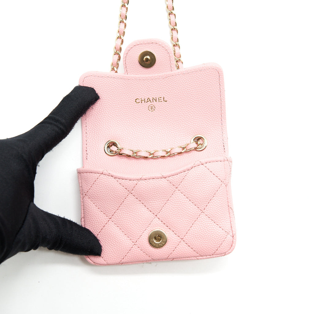 Chanel 22P Mini Flap Belt Bag/ Holder Caviar Light Pink L