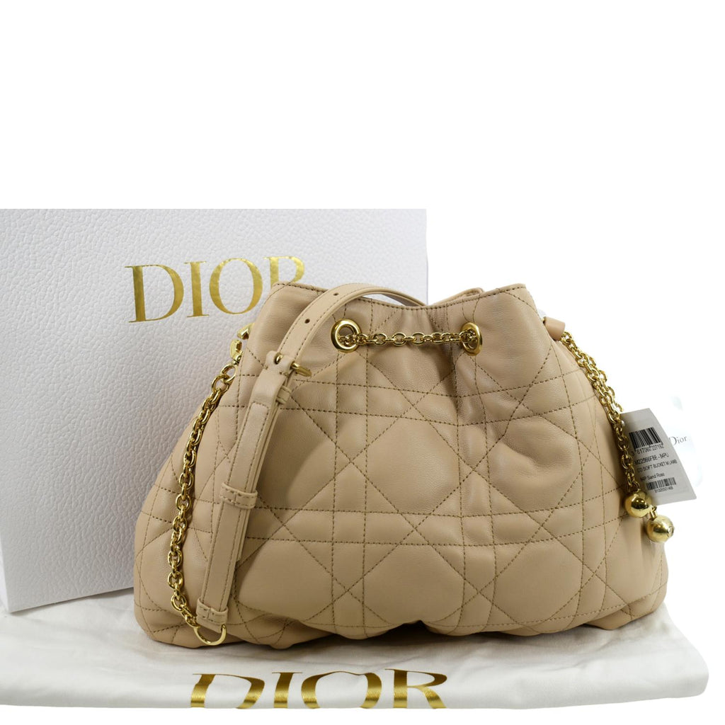CHRISTIAN DIOR Ammi Macrocannage Lambskin Shoulder Bag Sand Rose