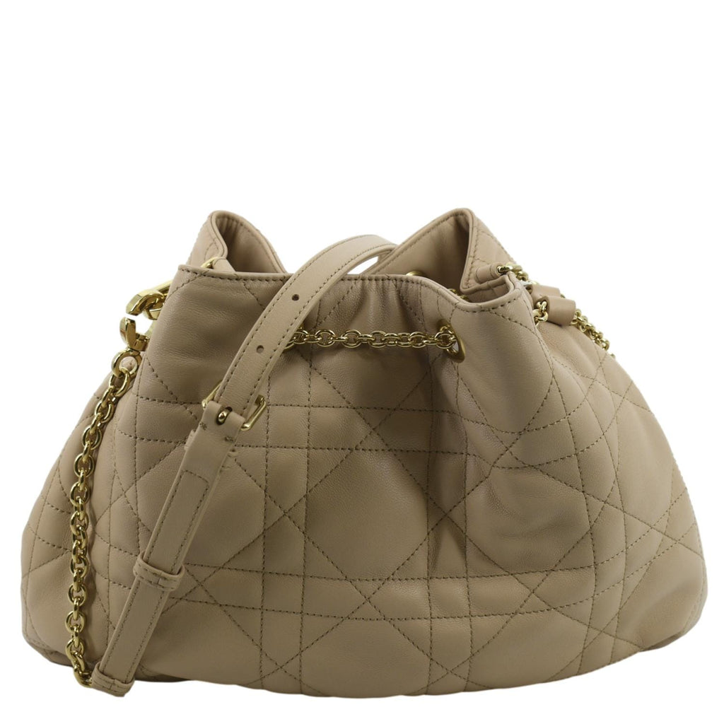 CHRISTIAN DIOR Ammi Macrocannage Lambskin Shoulder Bag Sand Rose