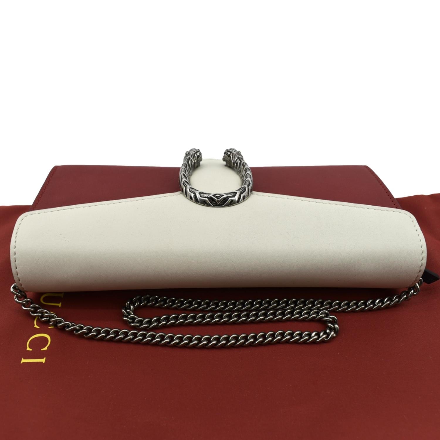 GUCCI Dionysus Leather Chain Clutch Red