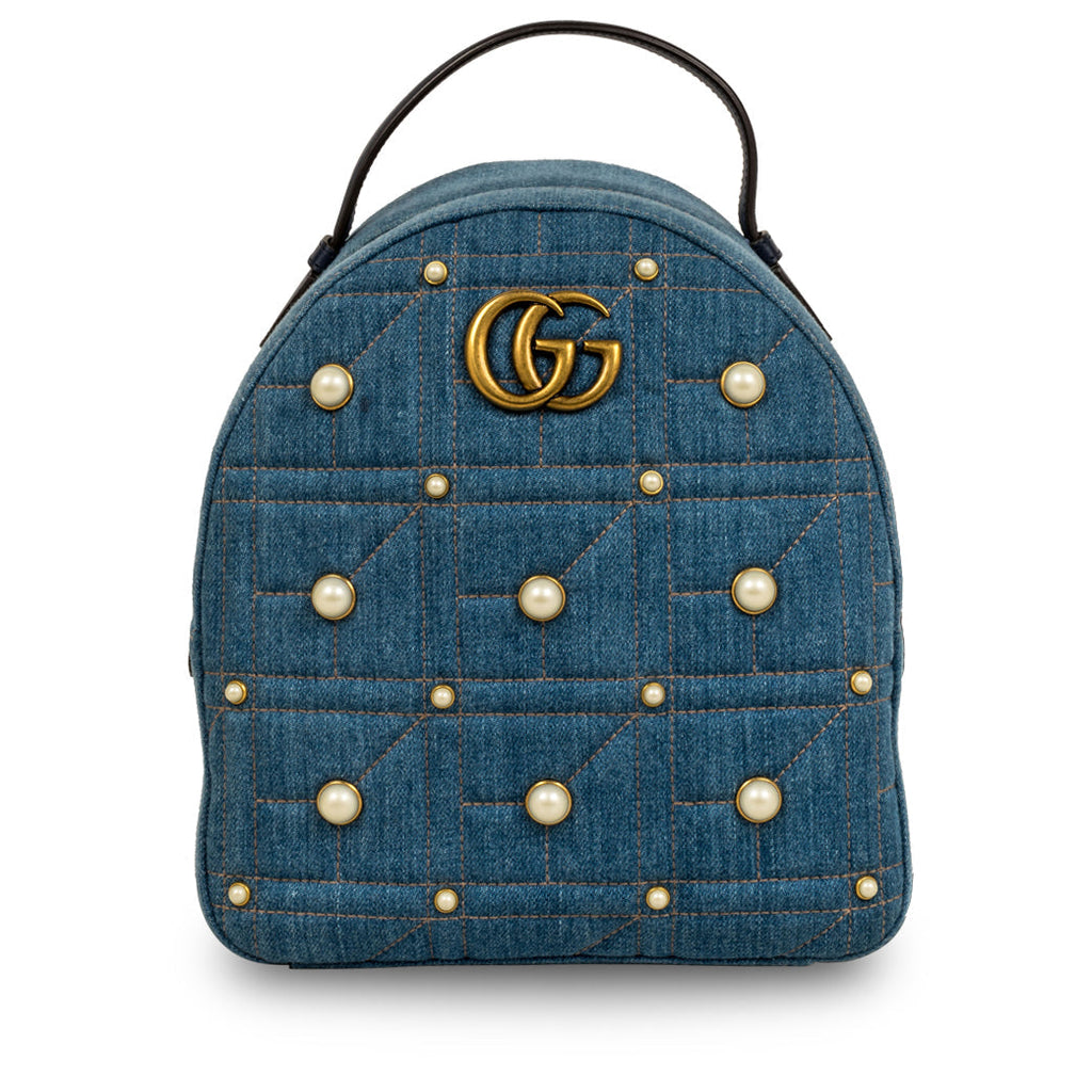 Gucci Denim Marmont Pearl Backpack