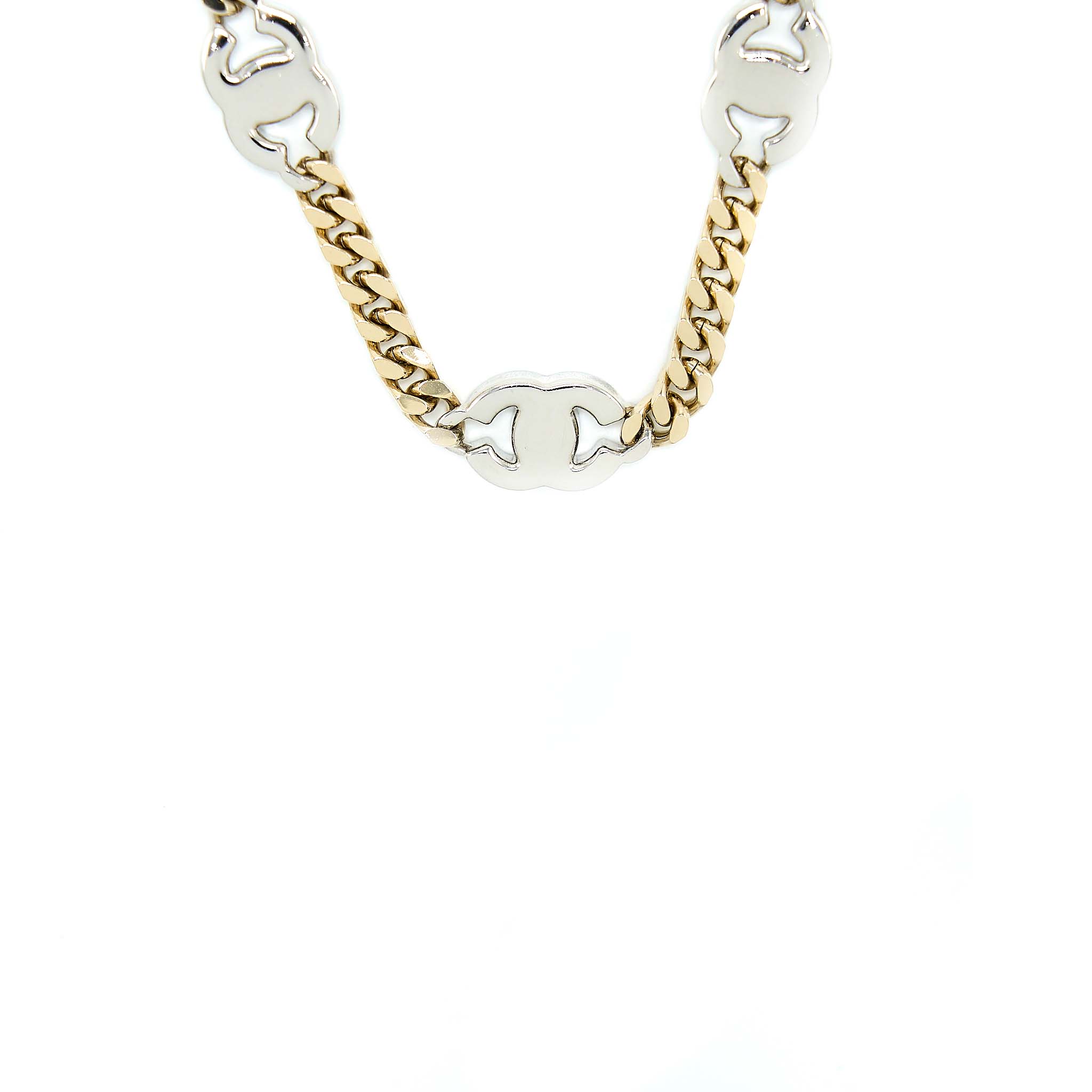 Chanel Crystal CC Logo Waist Chain Belt Light Gold Tone
