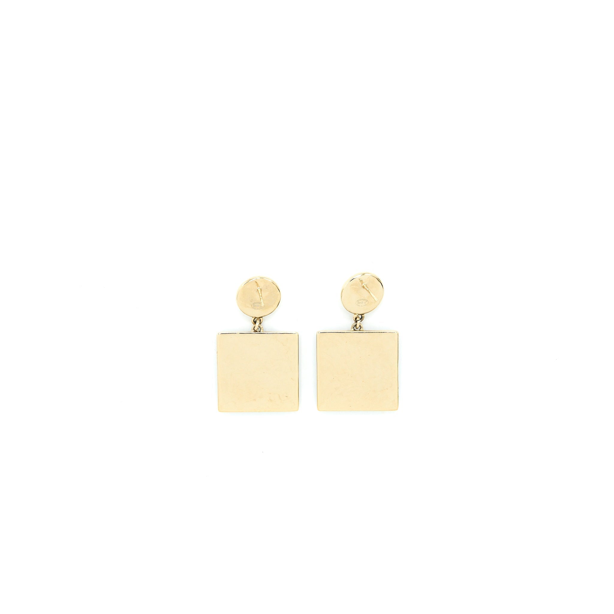 Chanel Pearl CC Square Drop Earrings Black Light Gold Tone