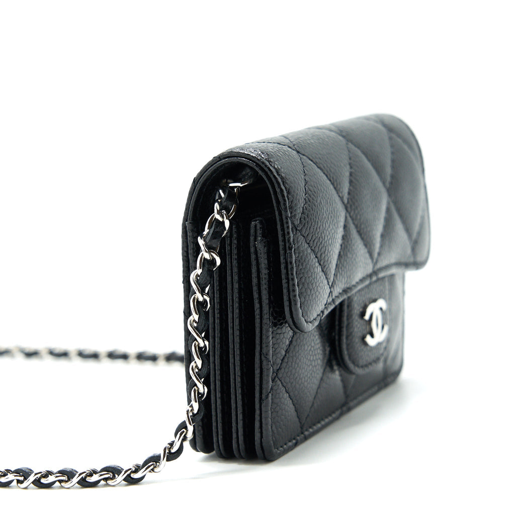 Chanel  Holder With Chain Black Caviar