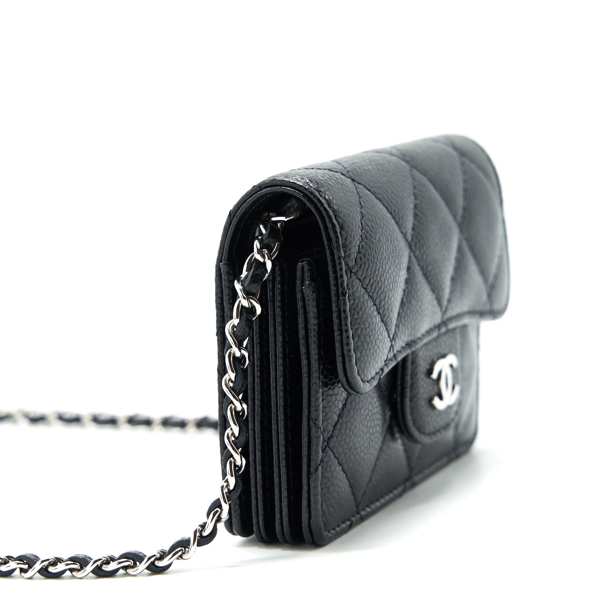 Chanel  Holder With Chain Black Caviar