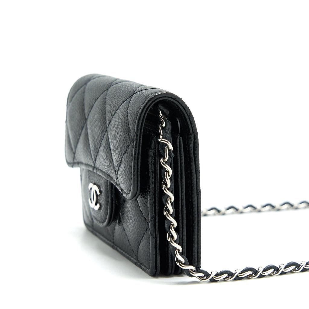 Chanel  Holder With Chain Black Caviar