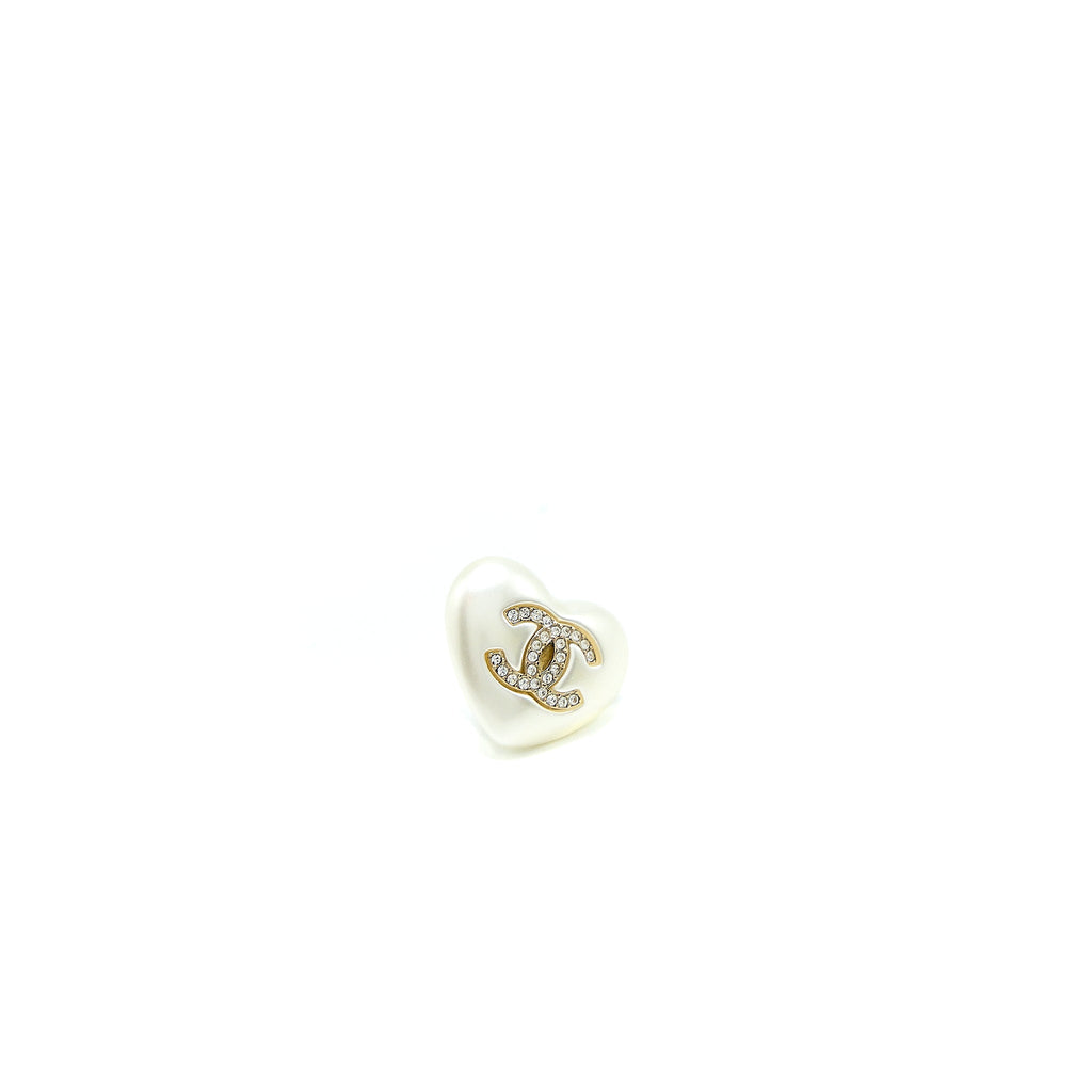 Chanel Heart CC Logo Earrings Light Gold Tone