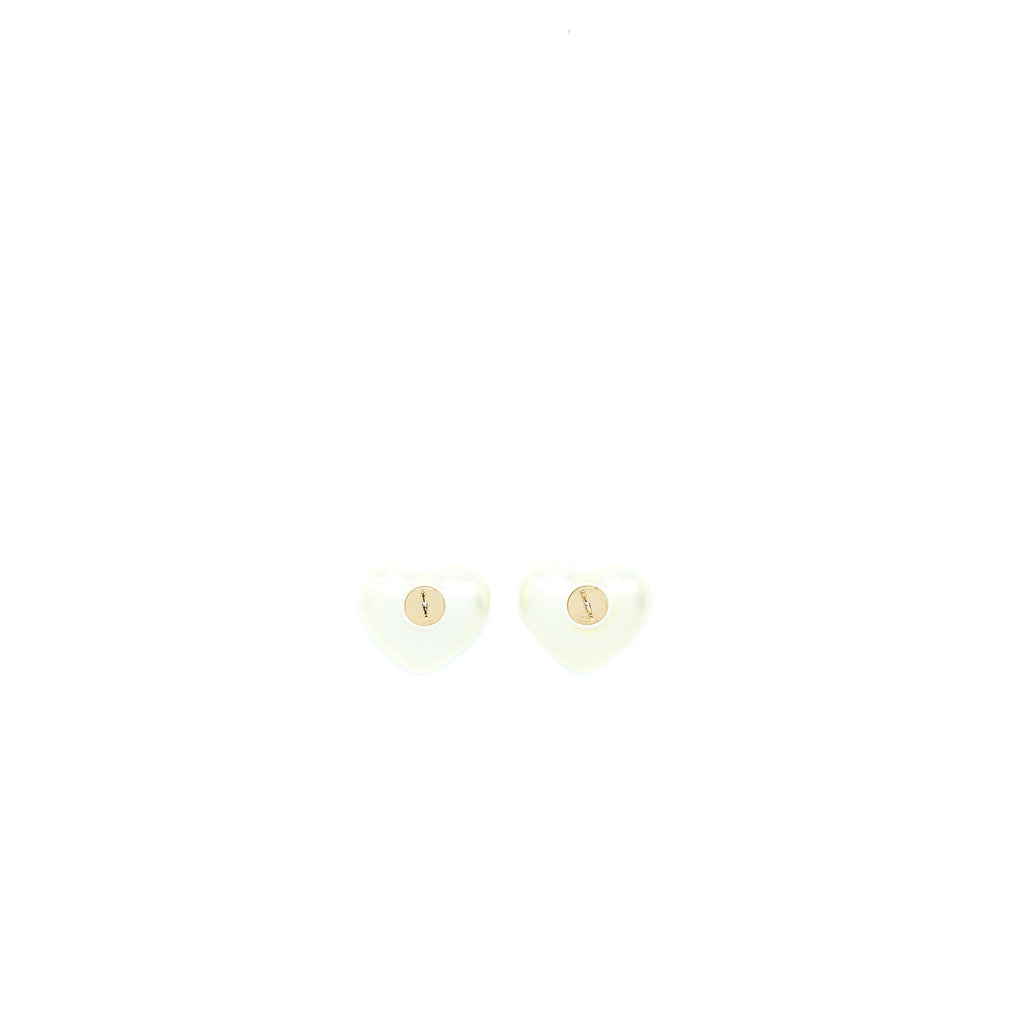 Chanel Heart CC Logo Earrings Light Gold Tone