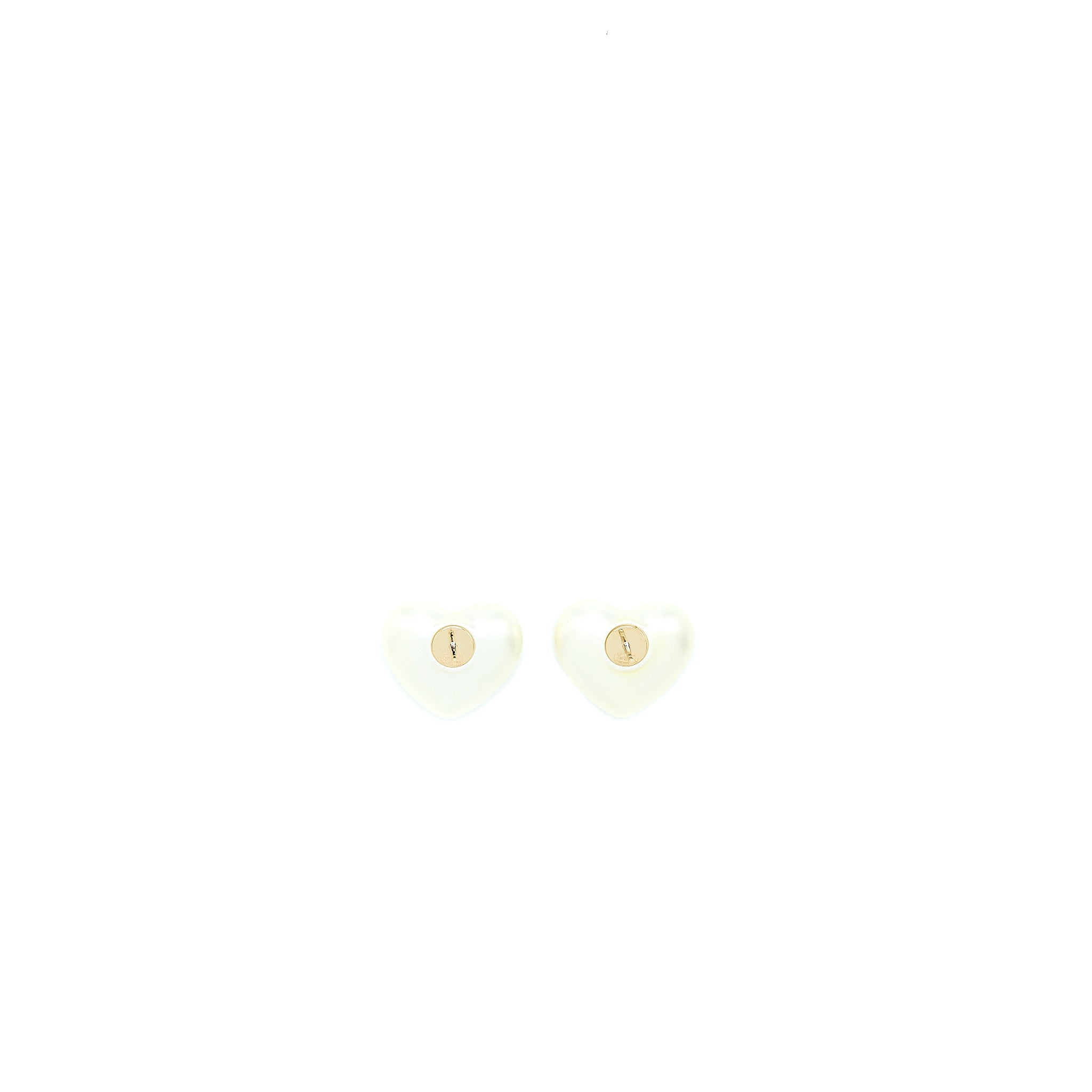 Chanel Heart With CC Logo Earrings Light Gold Tone