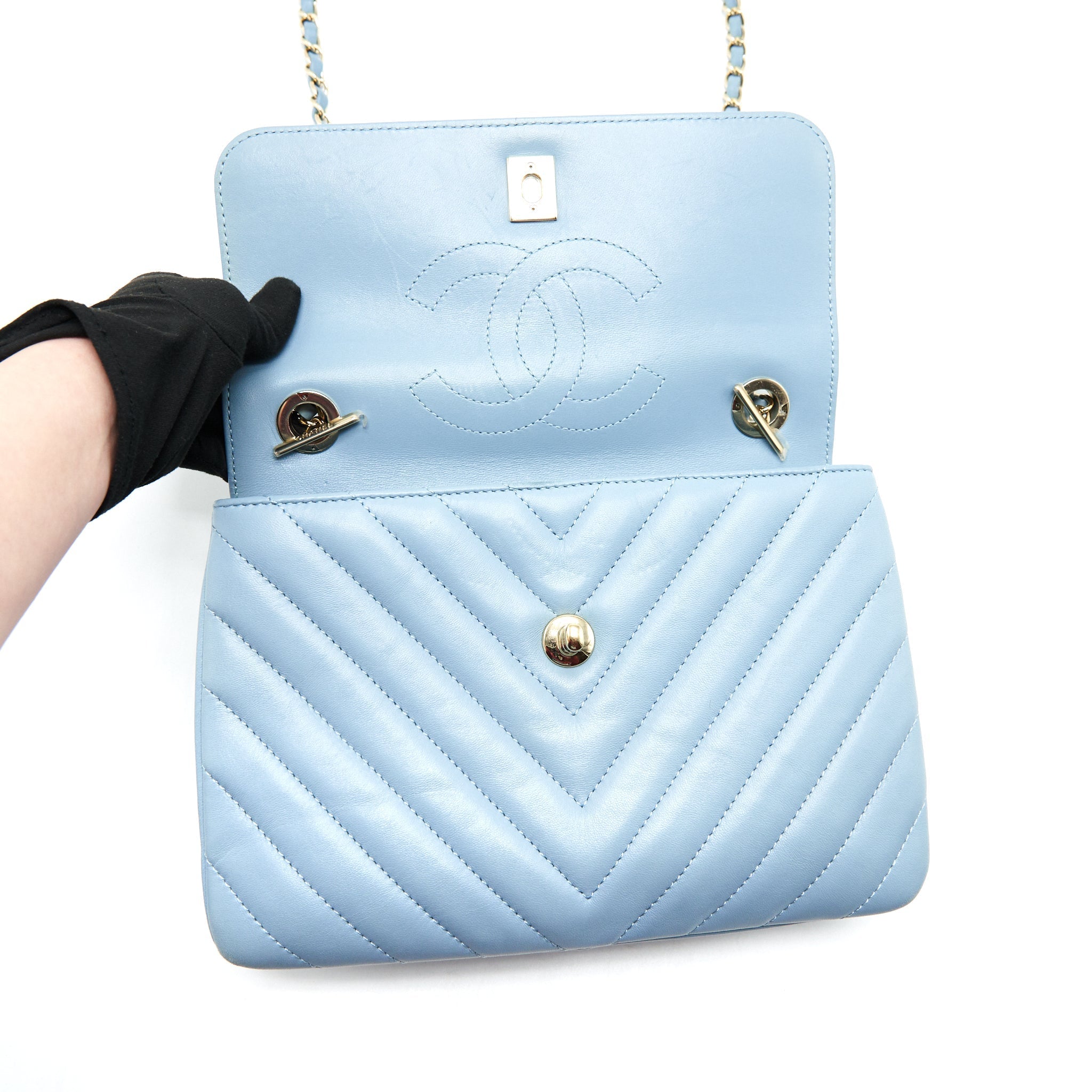 Chanel Trendy CC Flap Bag Light Blue Lambskin L
