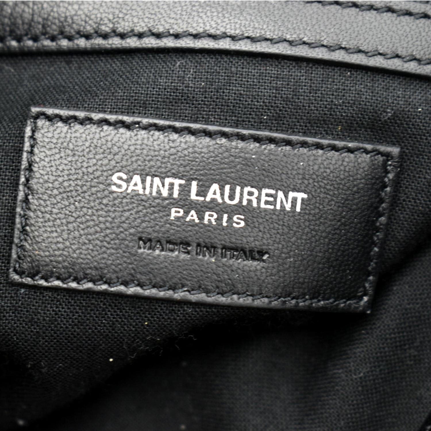 YVES SAINT LAURENT Fringe Calfskin Leather Backpack Bag Black