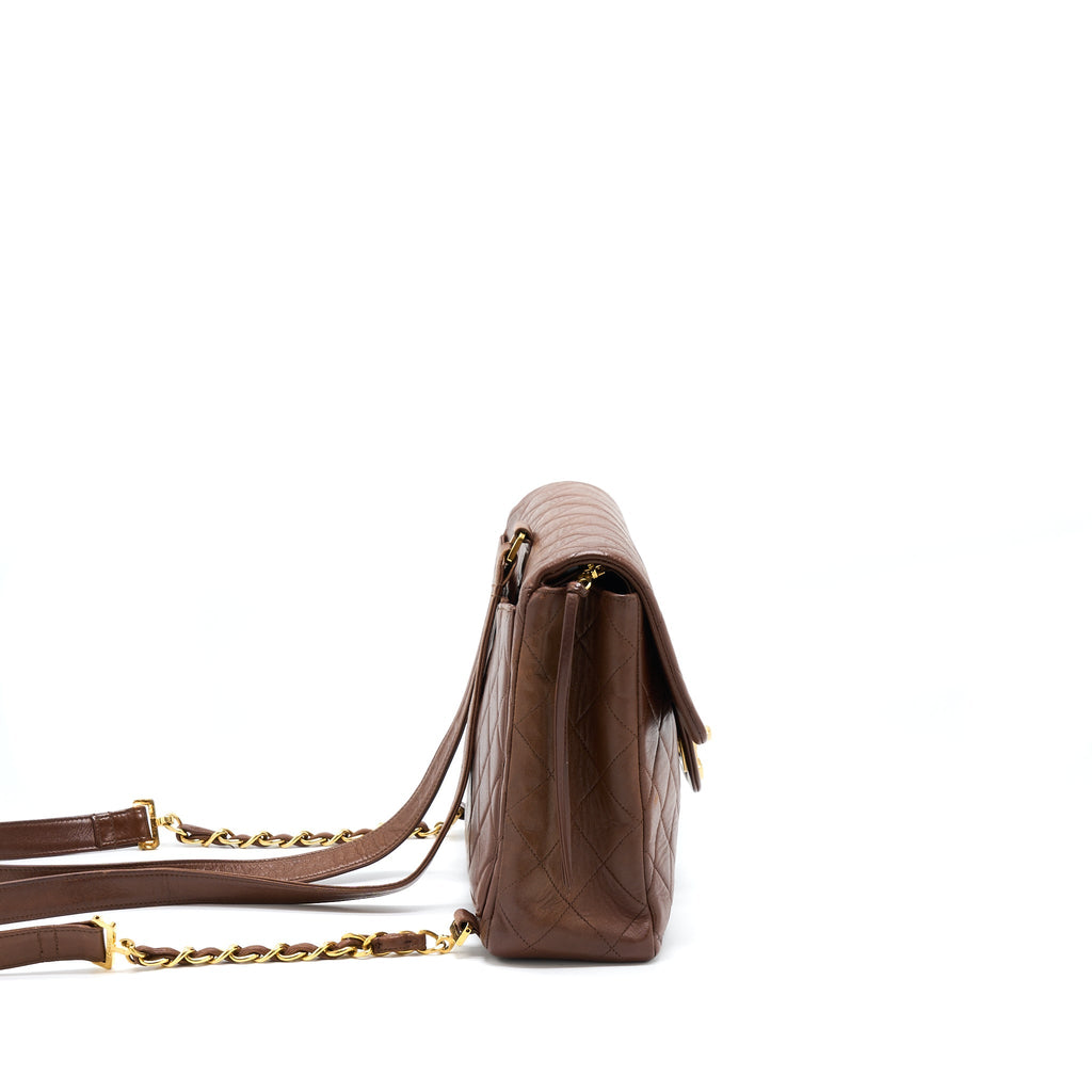 Chanel Vintage Classic Timeless Backpack Lambskin Brown