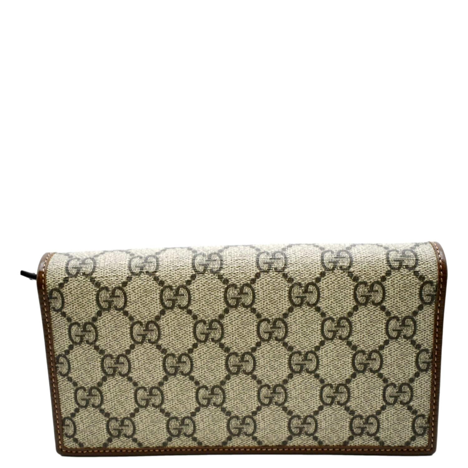 GUCCI Horsebit 1955 GG Supreme Canvas Crossbody Chain Wallet Beige 621392