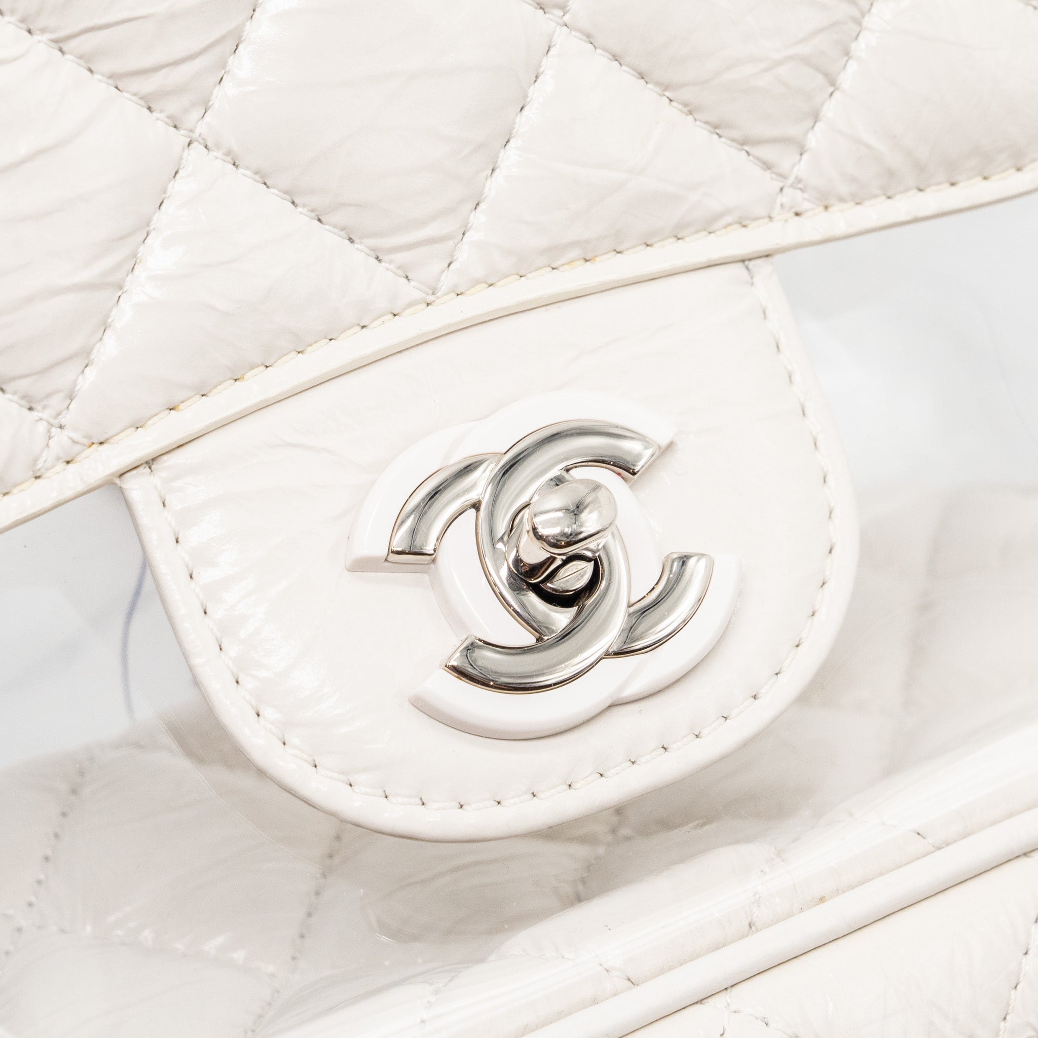 CHANEL TRANSPARENT BACKPACK PVC/SHINY CALFSKIN WHITE