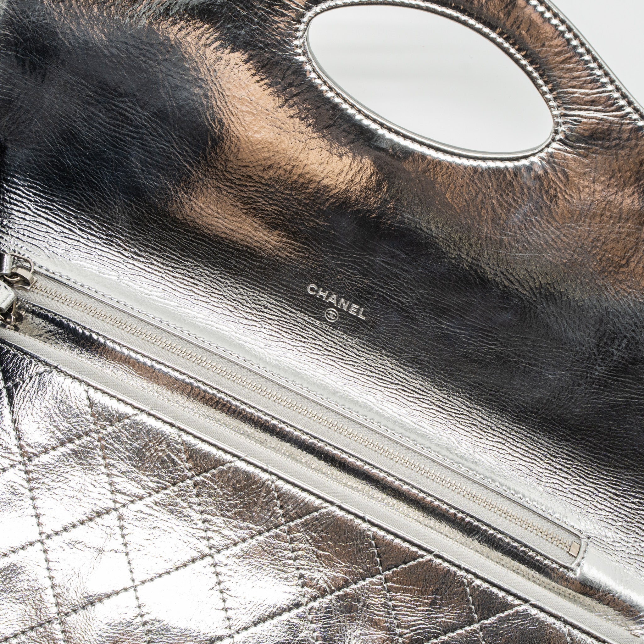 Chanel 31 Clutch Bag Goatskin Metallic Silver