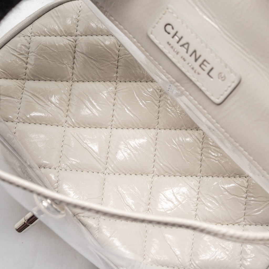CHANEL TRANSPARENT BACKPACK PVC/SHINY CALFSKIN WHITE