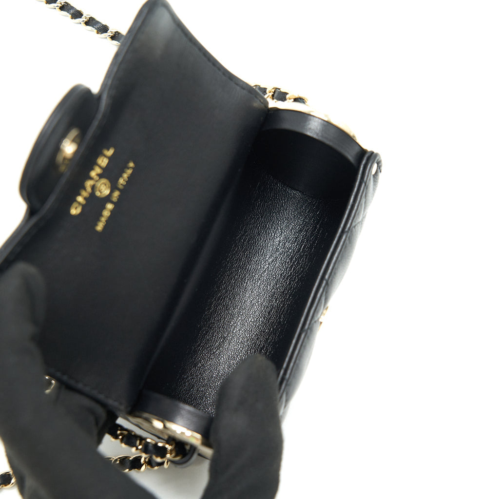 Chanel 21A Lipstick Mini Bag with Chain BLACK