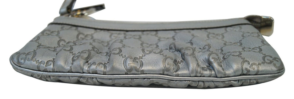 GUCCI Guccissima Interlocking G Wristlet Silver