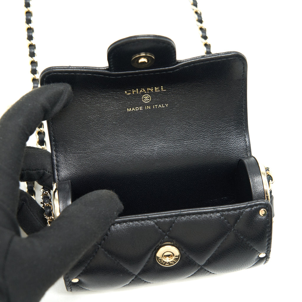 Chanel 21A Lipstick Mini Bag with Chain BLACK