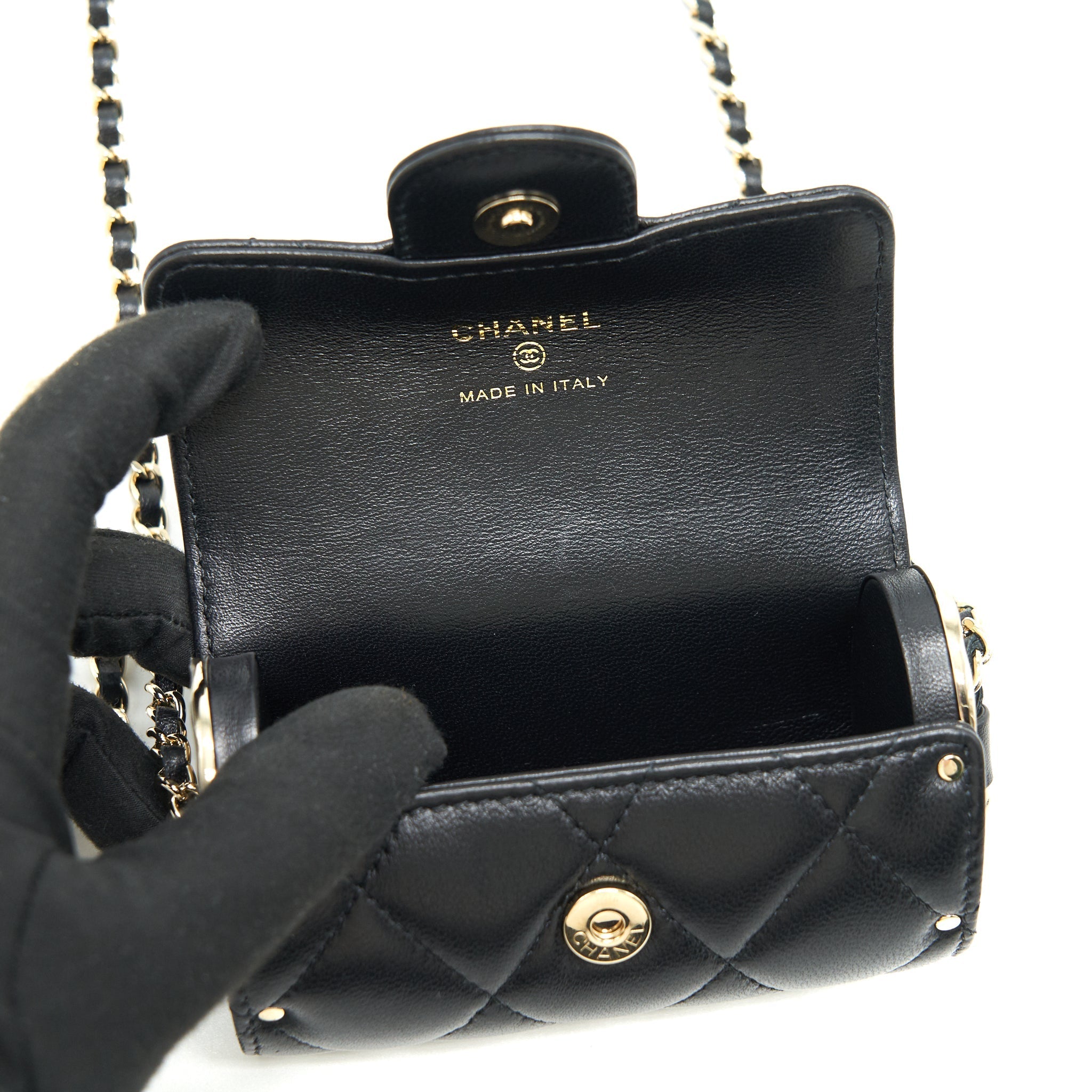 Chanel 21A Lipstick Mini Bag with Chain BLACK
