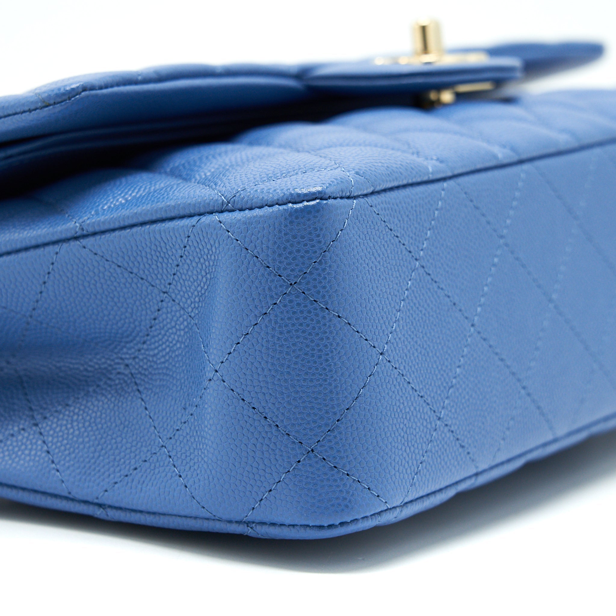 Chanel Medium Classic Double Flap 25cm Blue Caviar L