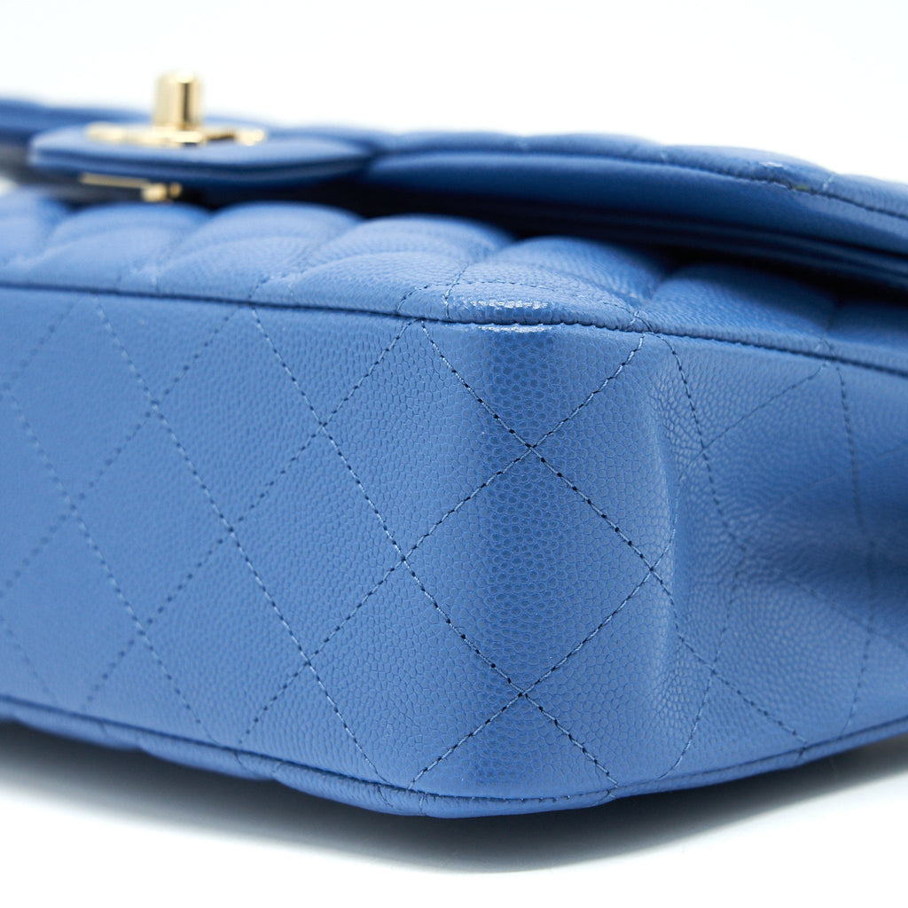 Chanel Medium Classic Double Flap 25cm Blue Caviar L