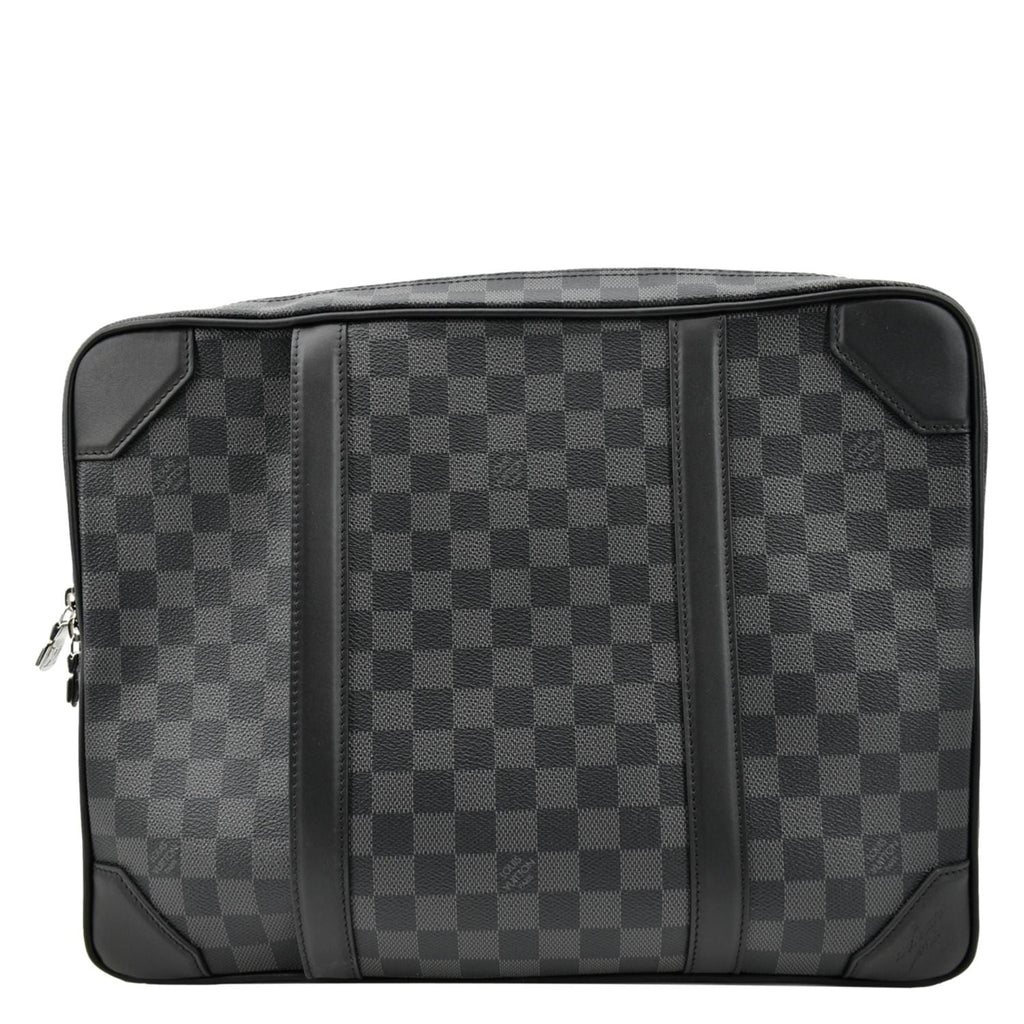LOUIS VUITTON Damier Graphite Canvas Briefcase Backpack Bag Black