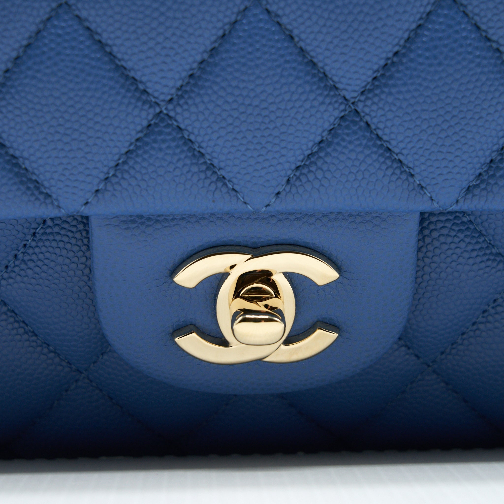 Chanel Medium Classic Double Flap 25cm Blue Caviar L