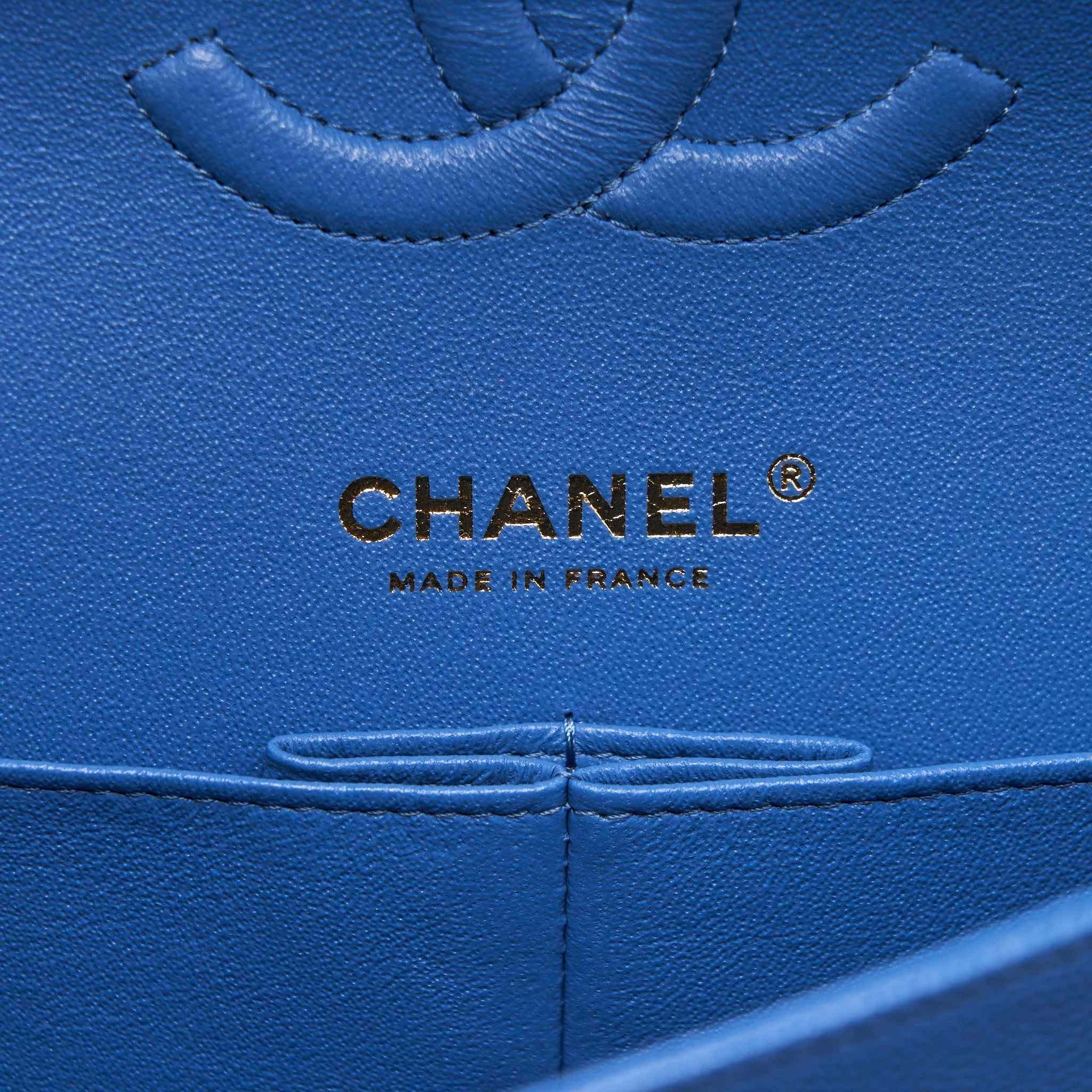 Chanel Medium Classic Double Flap 25cm Blue Caviar L