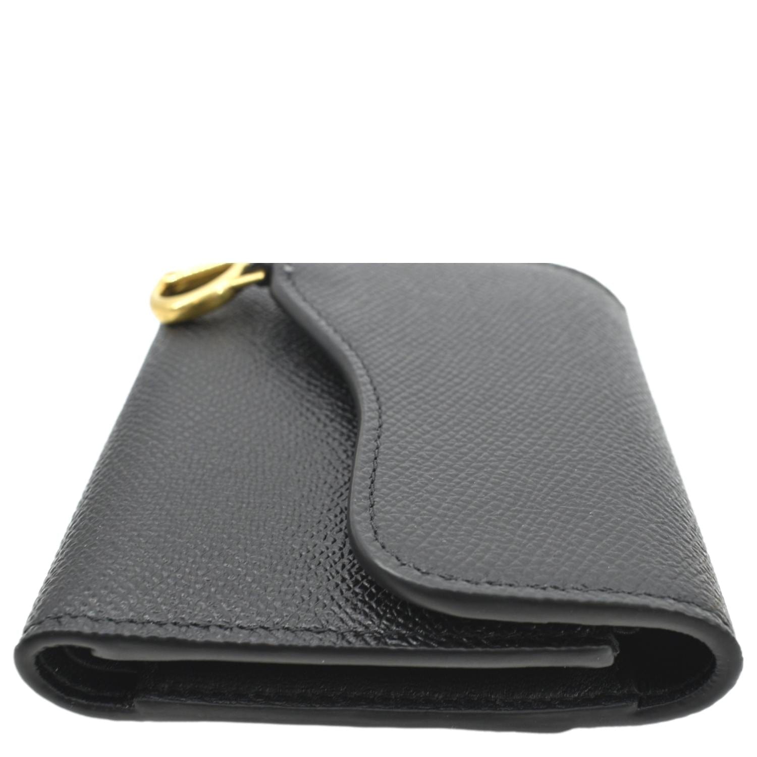 CHRISTIAN DIOR Saddle Grained Calfskin Leather Wallet Black