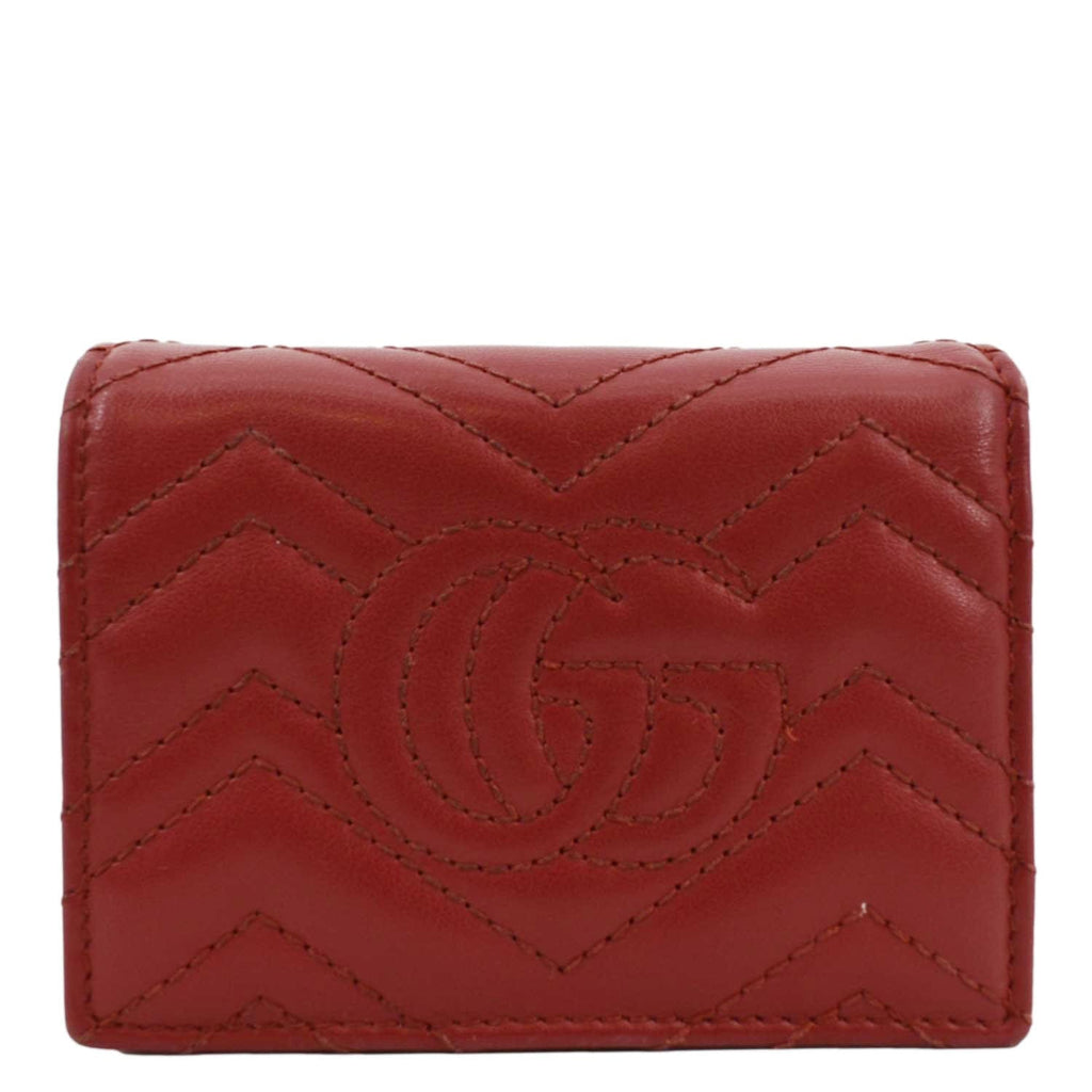 GUCCI Marmont GG Matelasse Leather  Case Wallet Red 466492