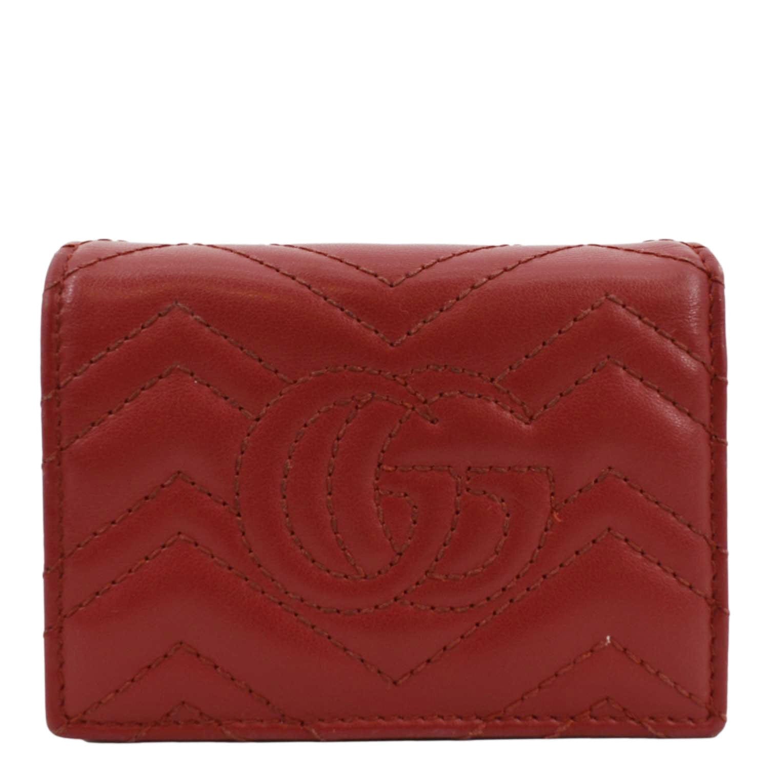 GUCCI Marmont GG Matelasse Leather  Case Wallet Red 466492