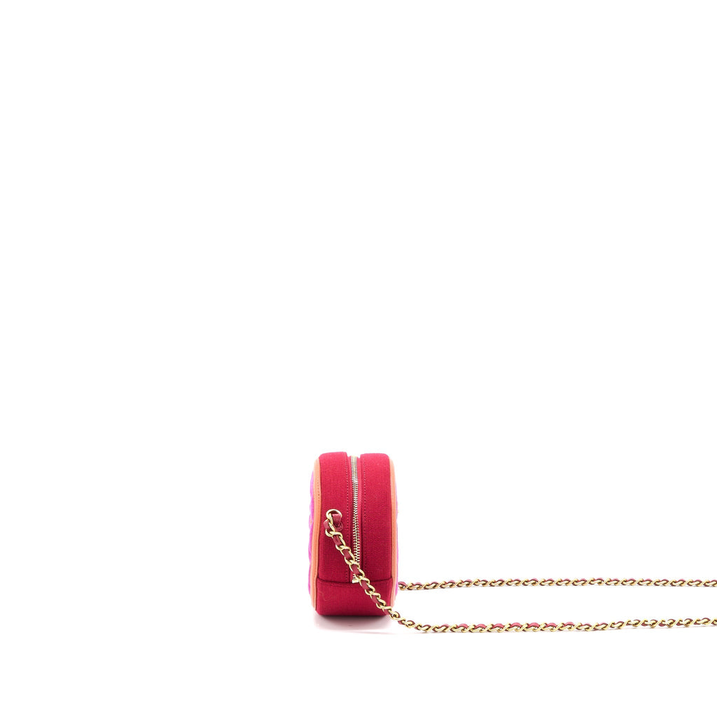 Chanel Round Clutch with Chain Fabric Multicolour