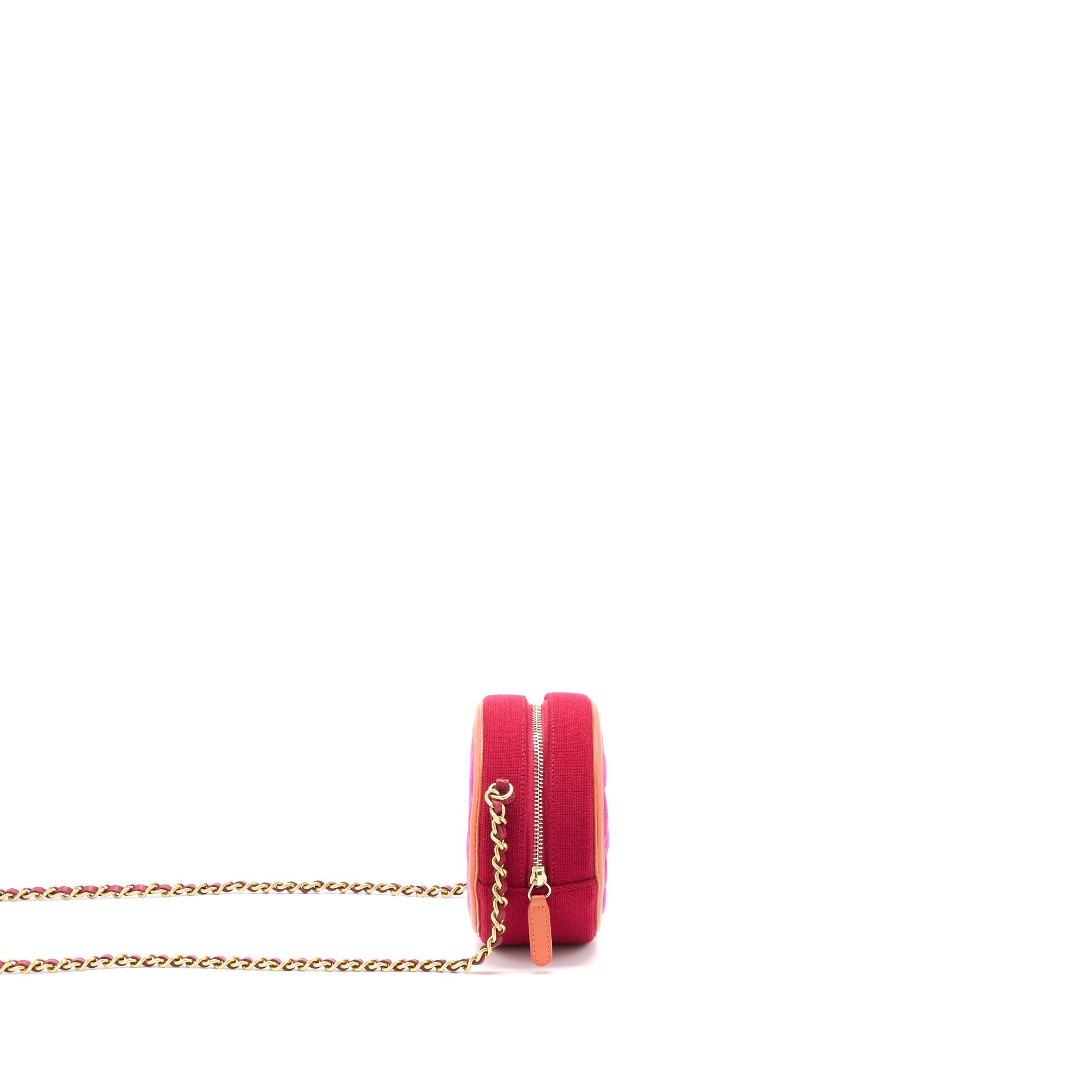Chanel Round Clutch with Chain Fabric Multicolour