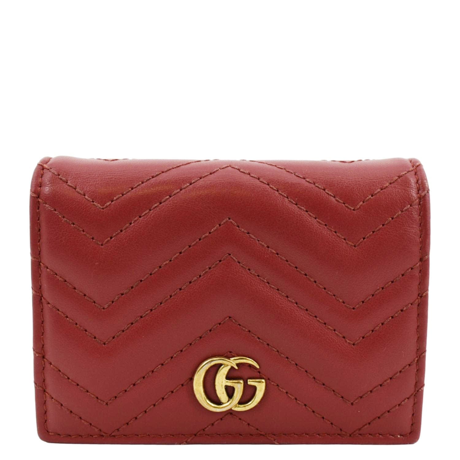 GUCCI Marmont GG Matelasse Leather  Case Wallet Red 466492