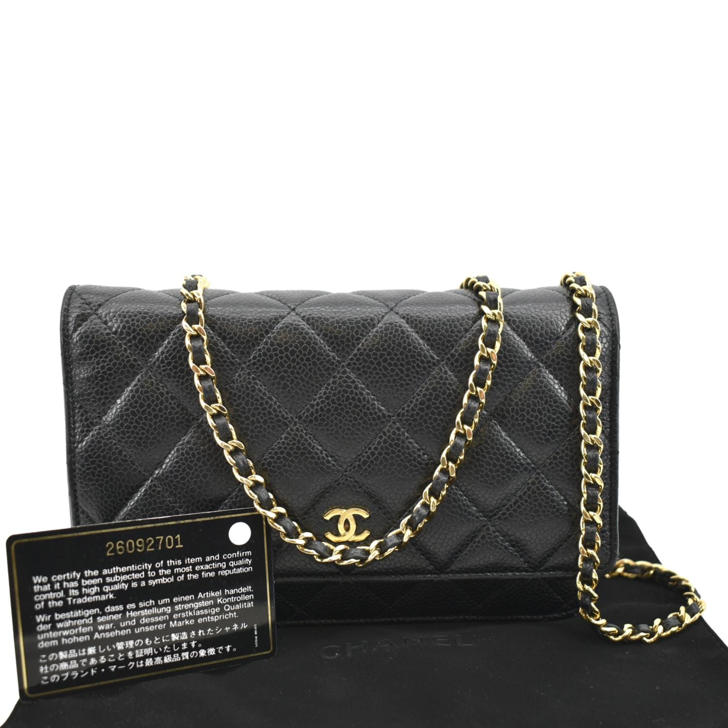 CHANEL Boy Woc Caviar Leather Wallet On Chain Clutch Bag Black