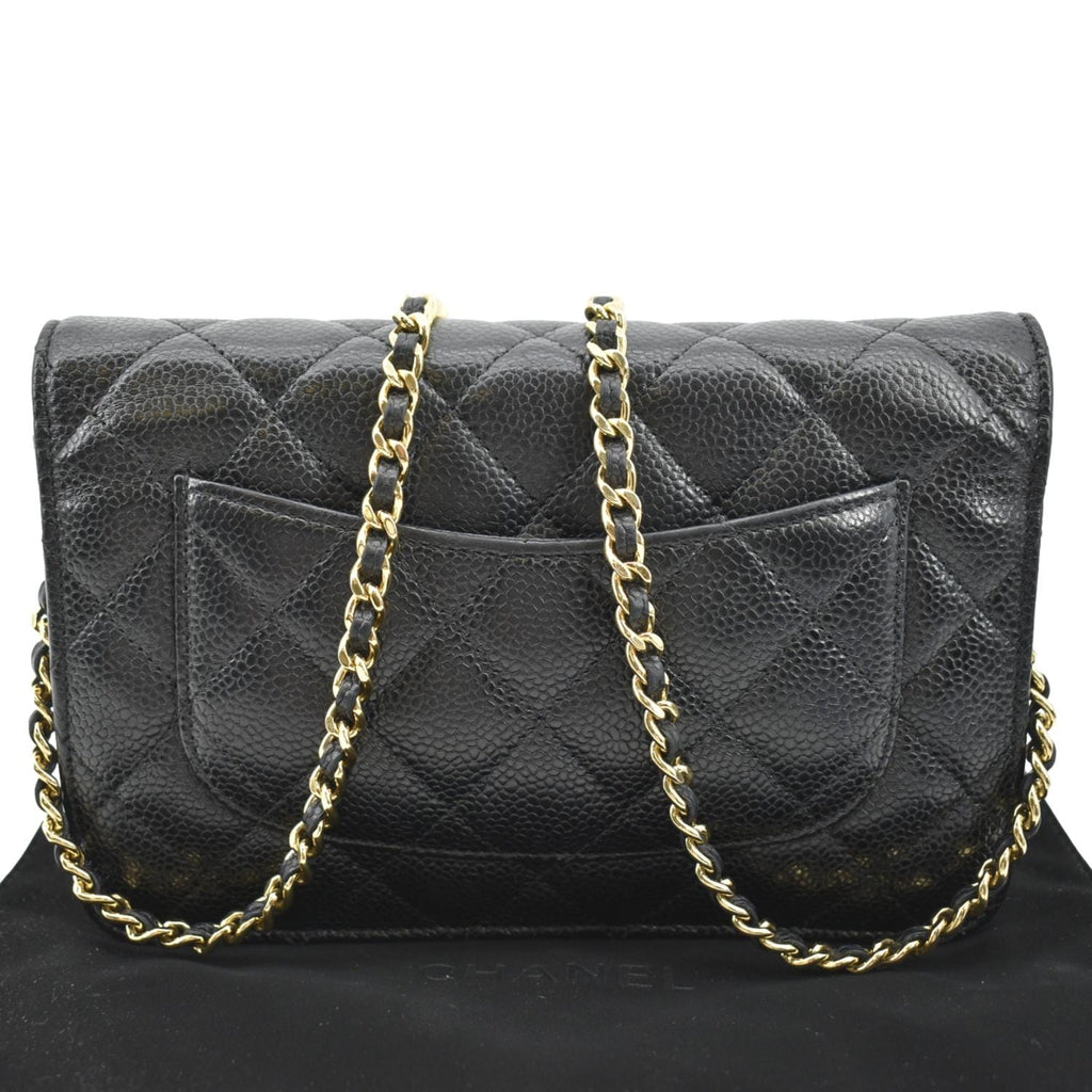 CHANEL Boy Woc Caviar Leather Wallet On Chain Clutch Bag Black