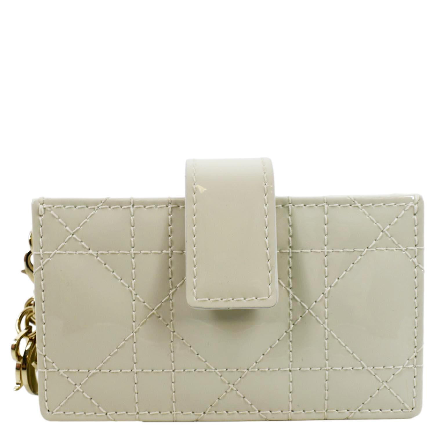CHRISTIAN DIOR 5 Gusset Patent Leather  Holder Cream