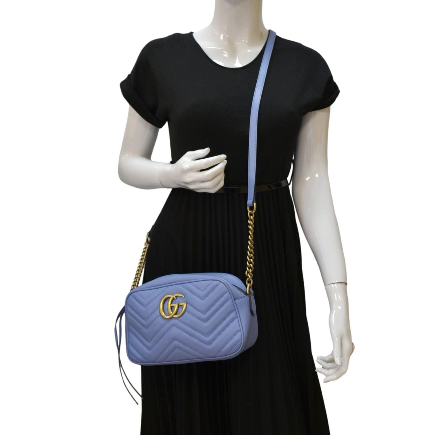 GUCCI GG Marmont Matelasse Leather Crossbody Bag Light Blue 447632