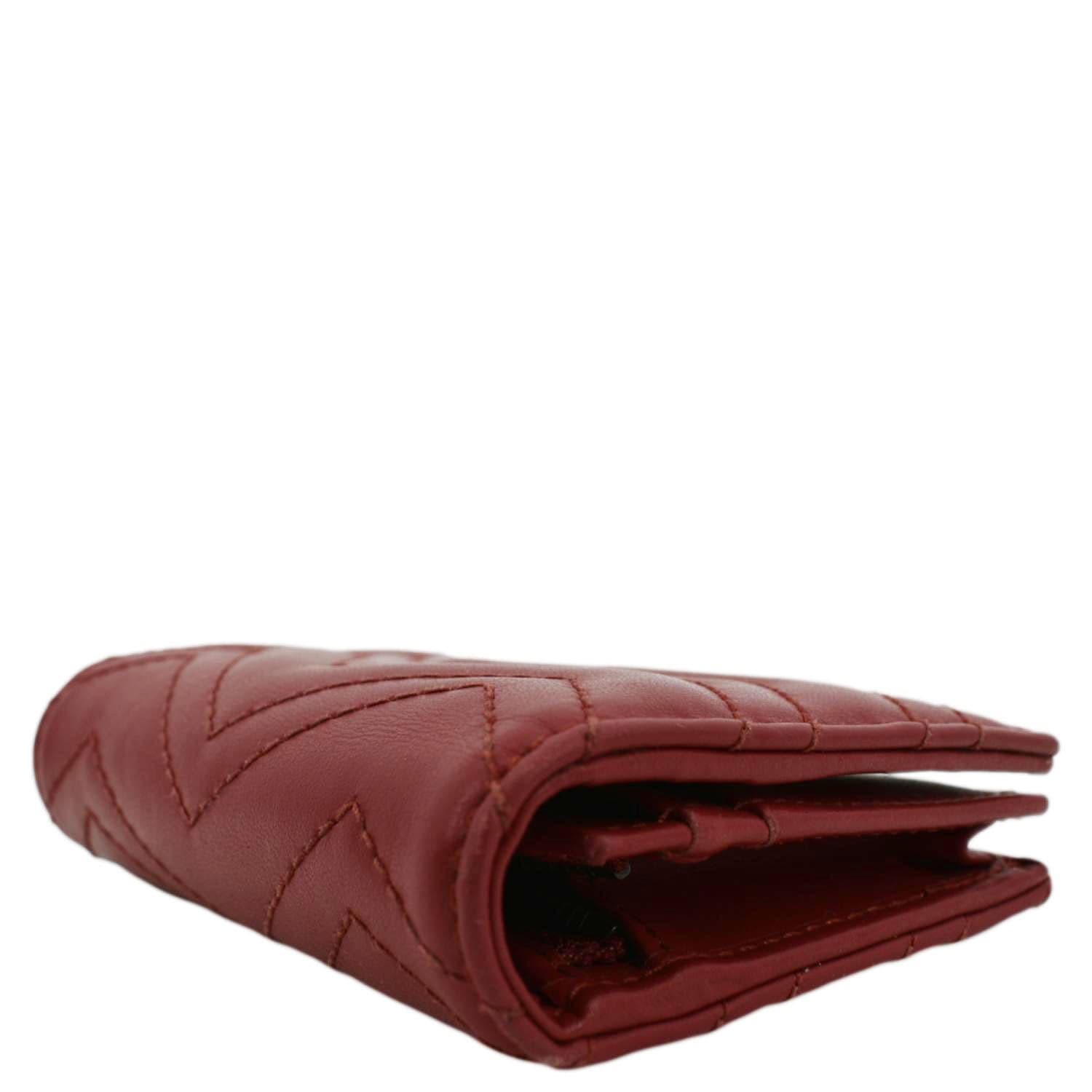 GUCCI Marmont GG Matelasse Leather  Case Wallet Red 466492