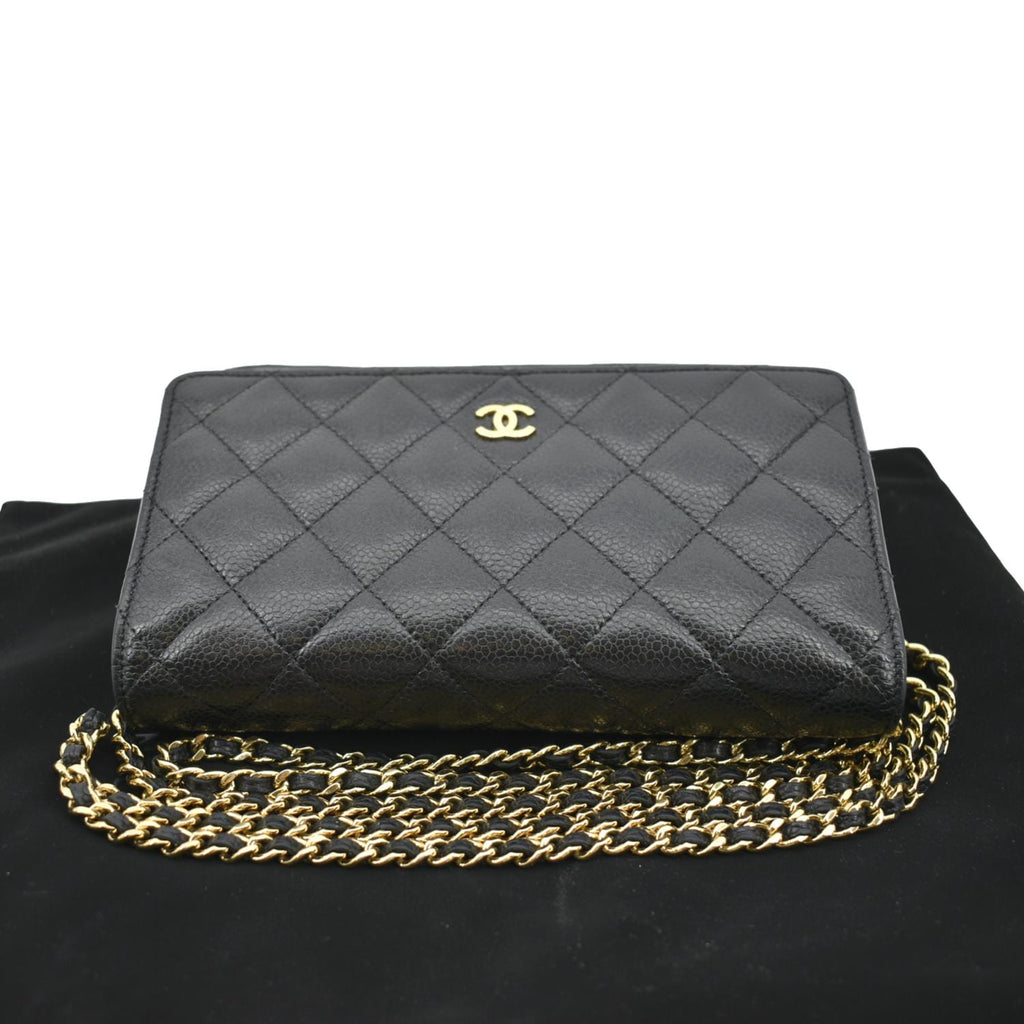 CHANEL Boy Woc Caviar Leather Wallet On Chain Clutch Bag Black