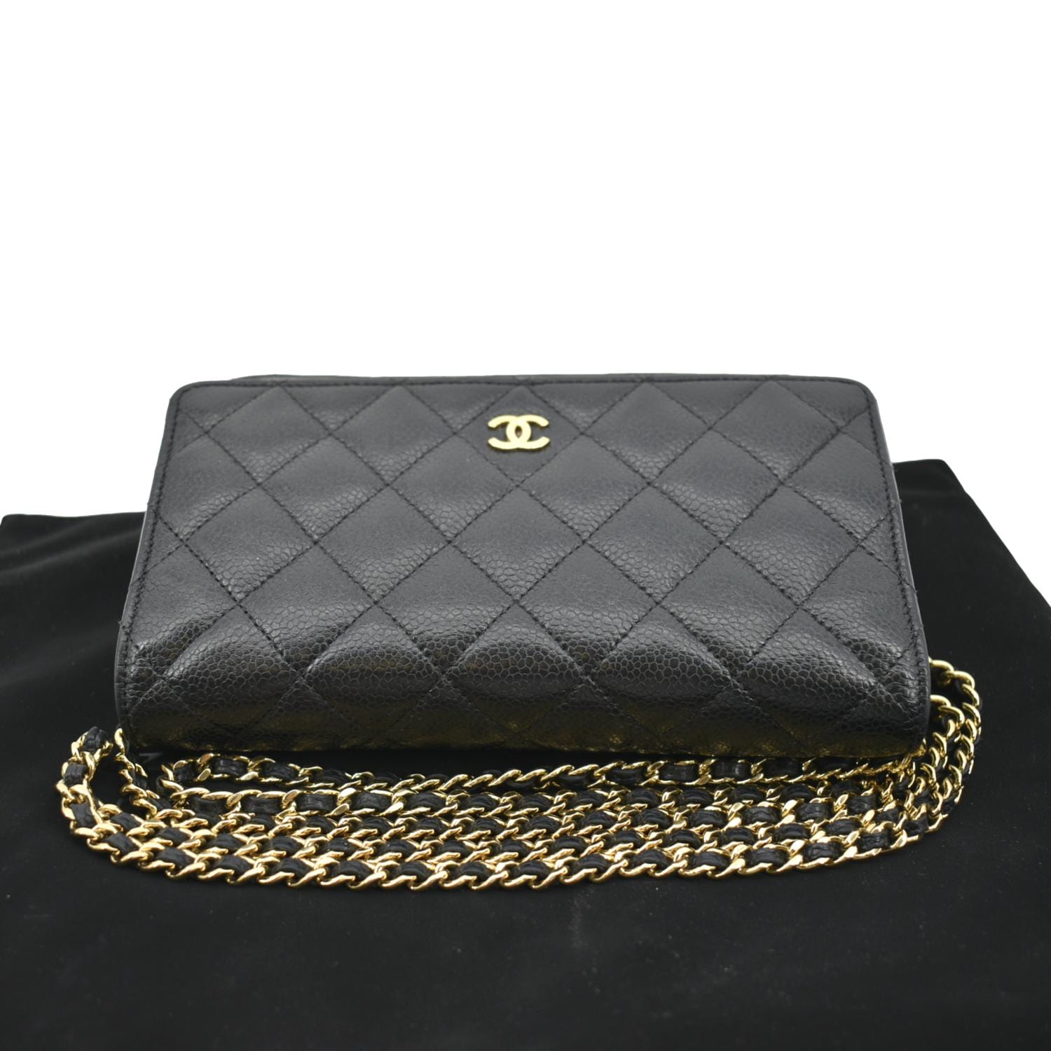 CHANEL Boy Woc Caviar Leather Wallet On Chain Clutch Bag Black