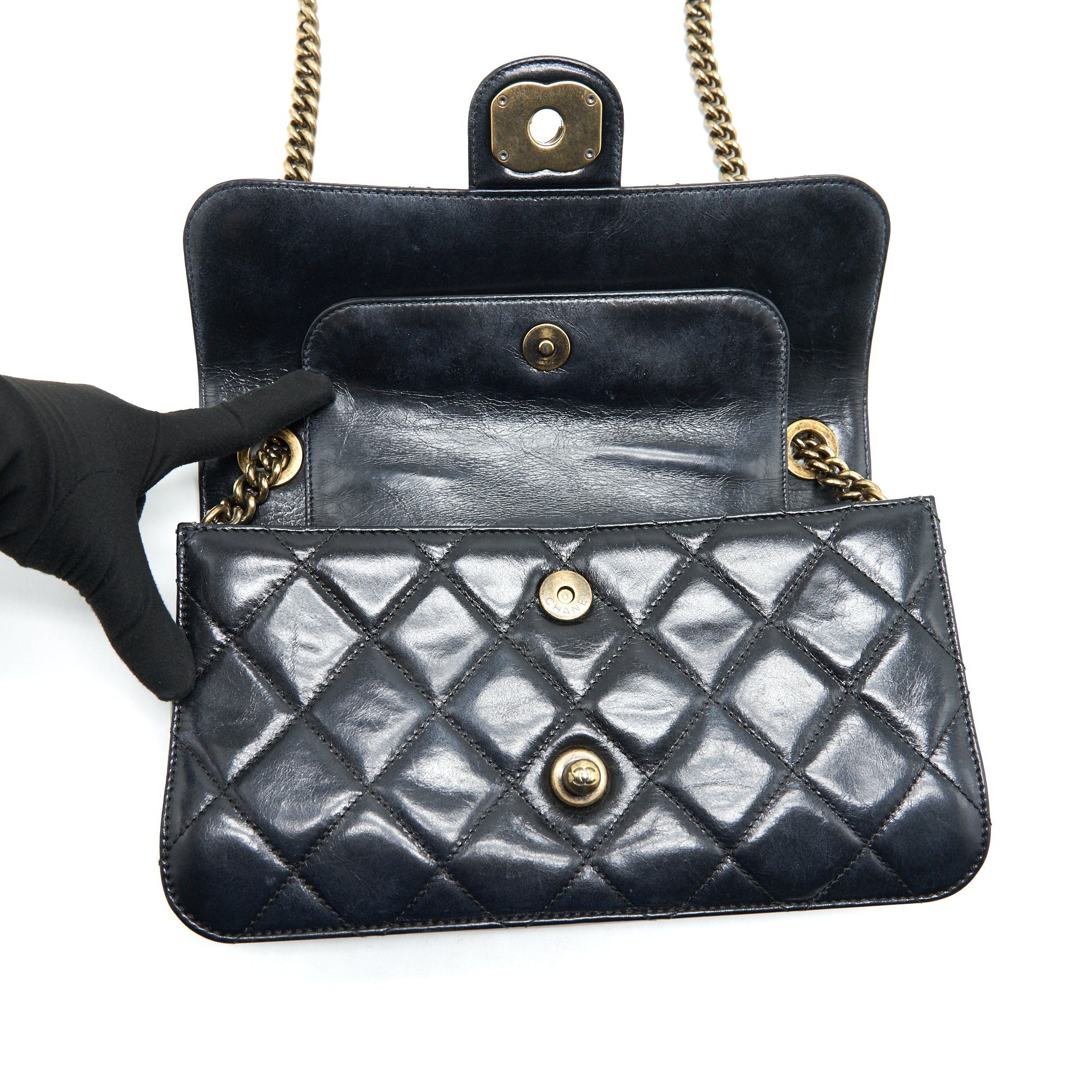Chanel Perfect Edge Flap Bag With Calfskin Ruthenium