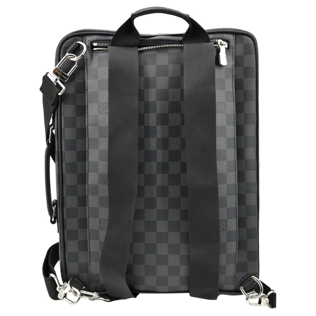 LOUIS VUITTON Damier Graphite Canvas Briefcase Backpack Bag Black