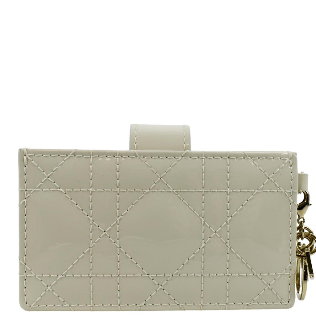 CHRISTIAN DIOR 5 Gusset Patent Leather  Holder Cream