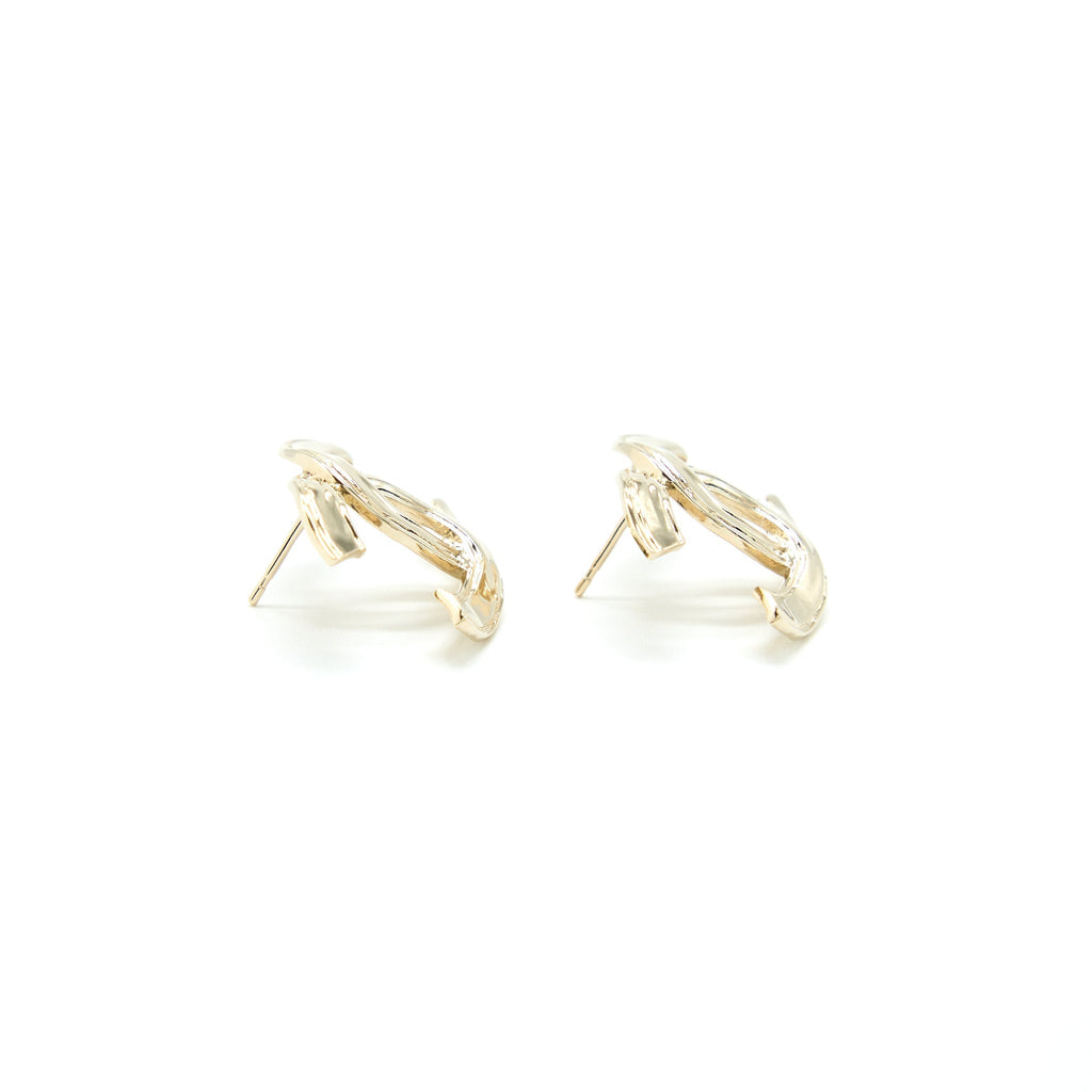 Chanel Giant CC Logo Earrings Light Gold Tone