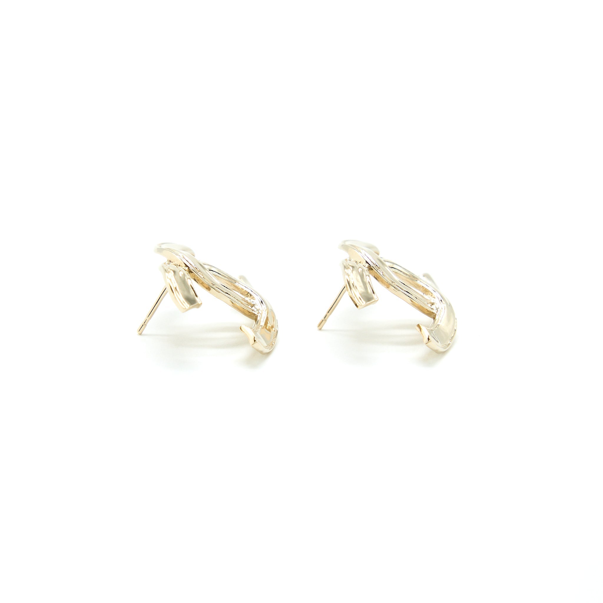 Chanel Giant CC Logo Earrings Light Gold Tone